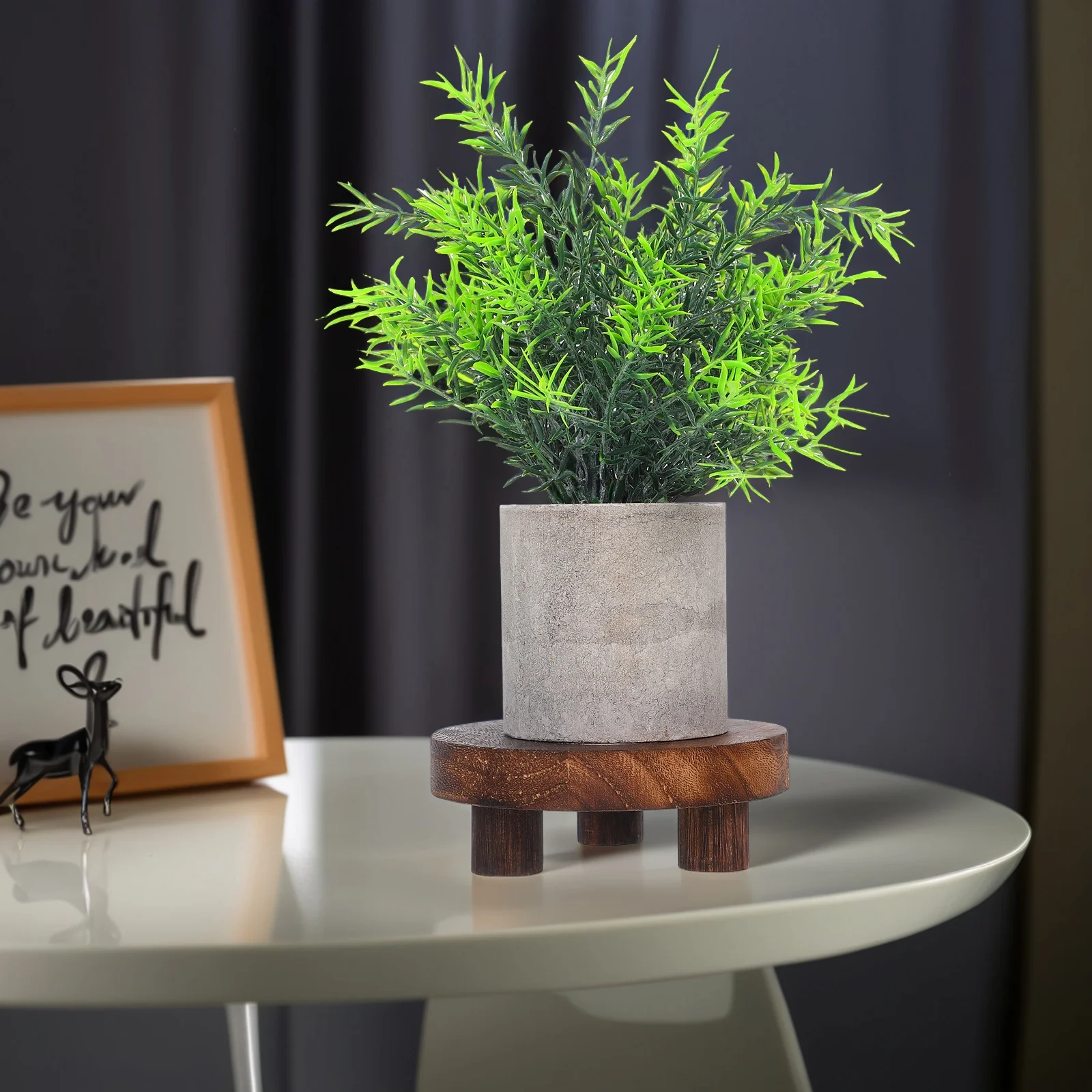 Круглая деревянная подставка для растений - Фотография_2