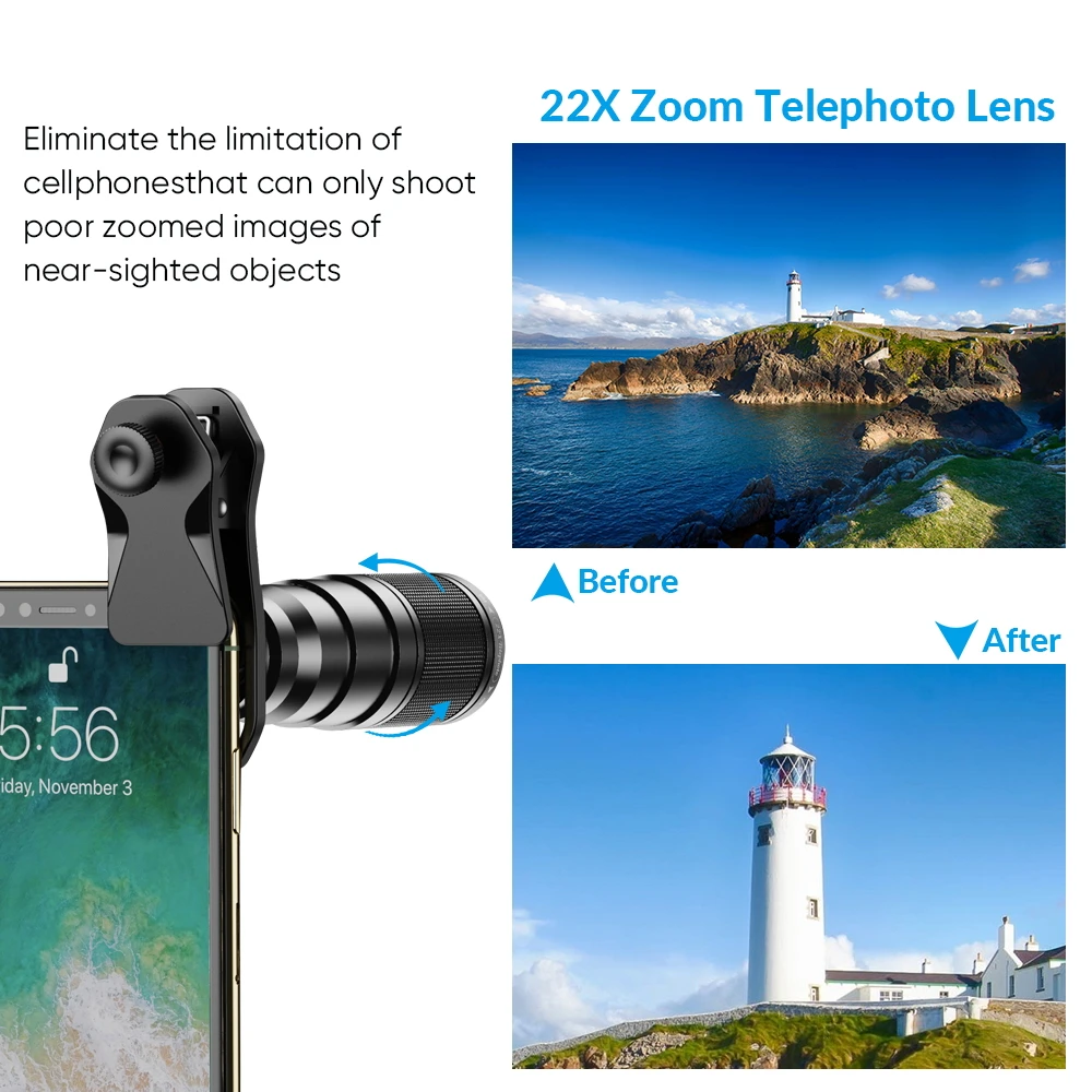 Комплект телеобъективов apexel 22x для iphone samsung 10 в 1 - Фотография_4