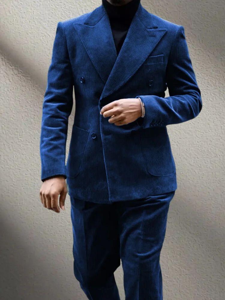 Осенне-зимний вельветовый мужской костюм-двойка - Фотография_3