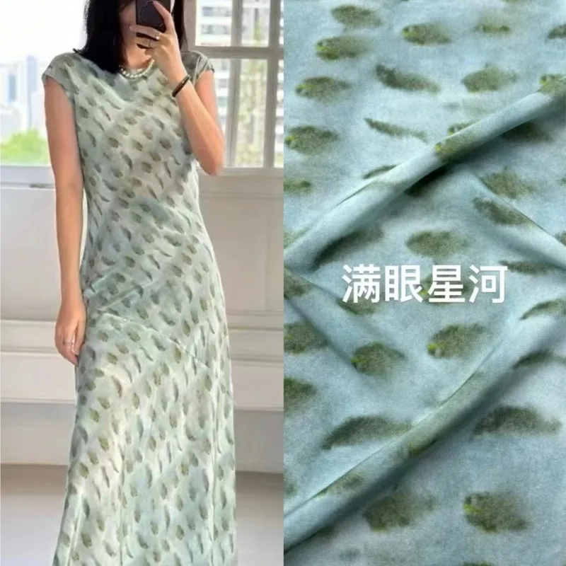 Летняя освежающая шелковая двойная креповая ткань с принтом широкой ширины - Фотография_2