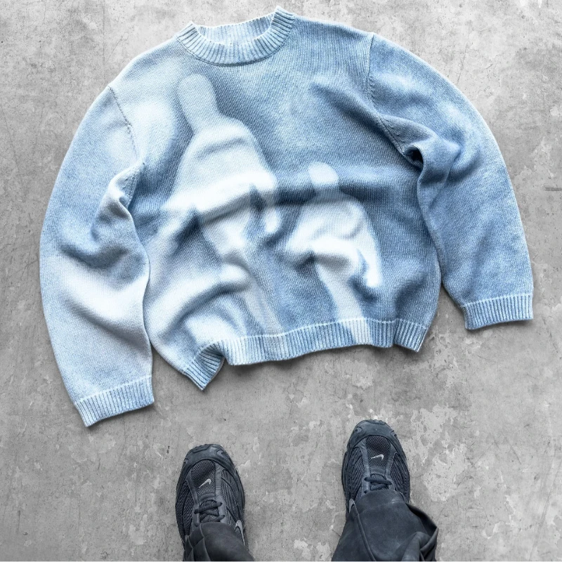 Новый стиль, свободный пуловер с круглым вырезом - Фотография_5