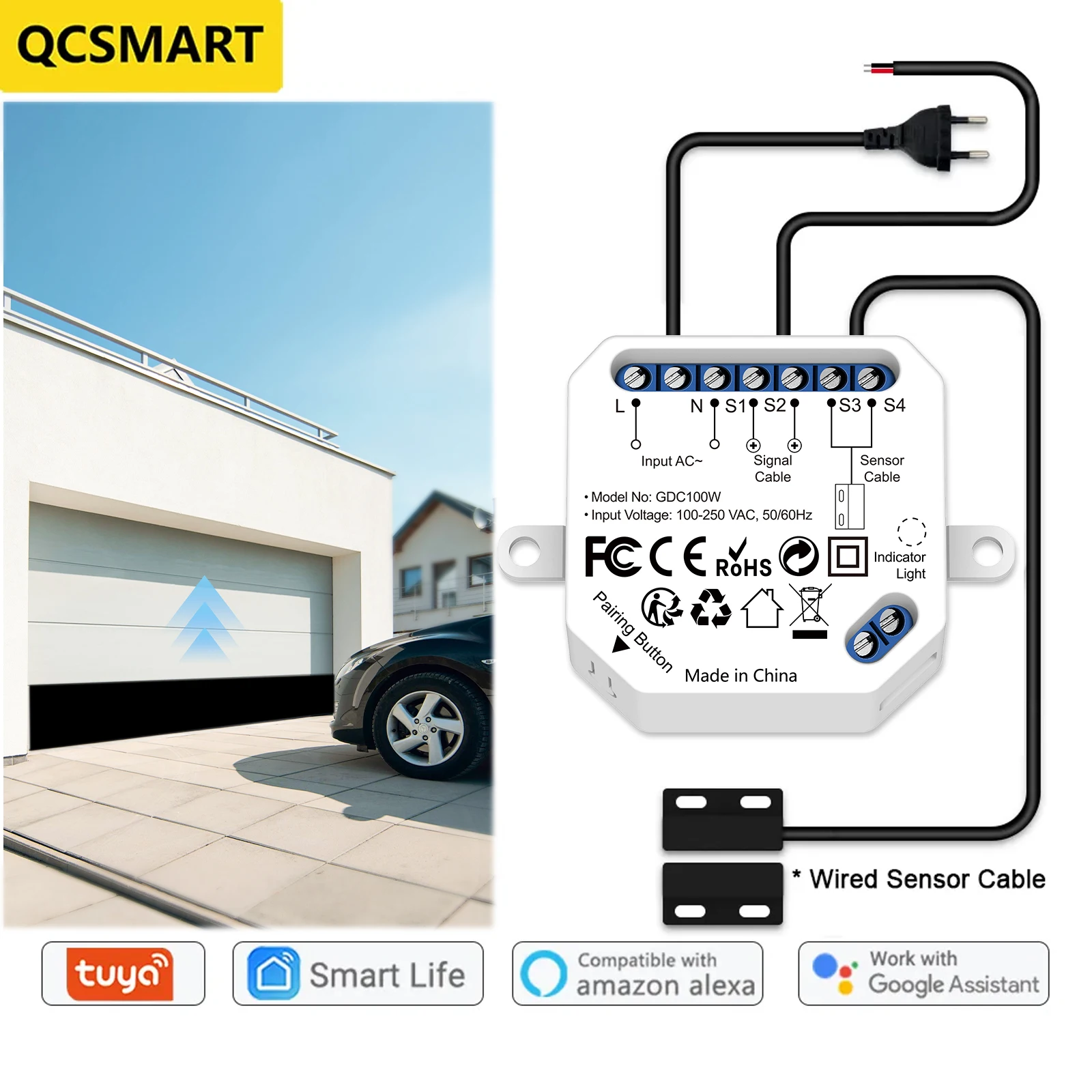 Смарт-контроллер qcsmart tuya для открывания гаражных дверей
