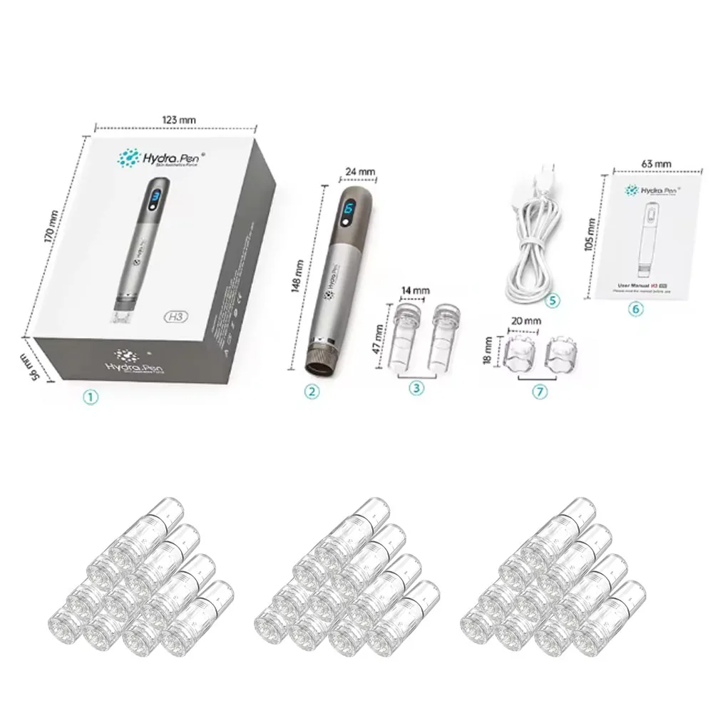 H3 derma pen hydra регулируемая микроигольная ручка с 32 шт
