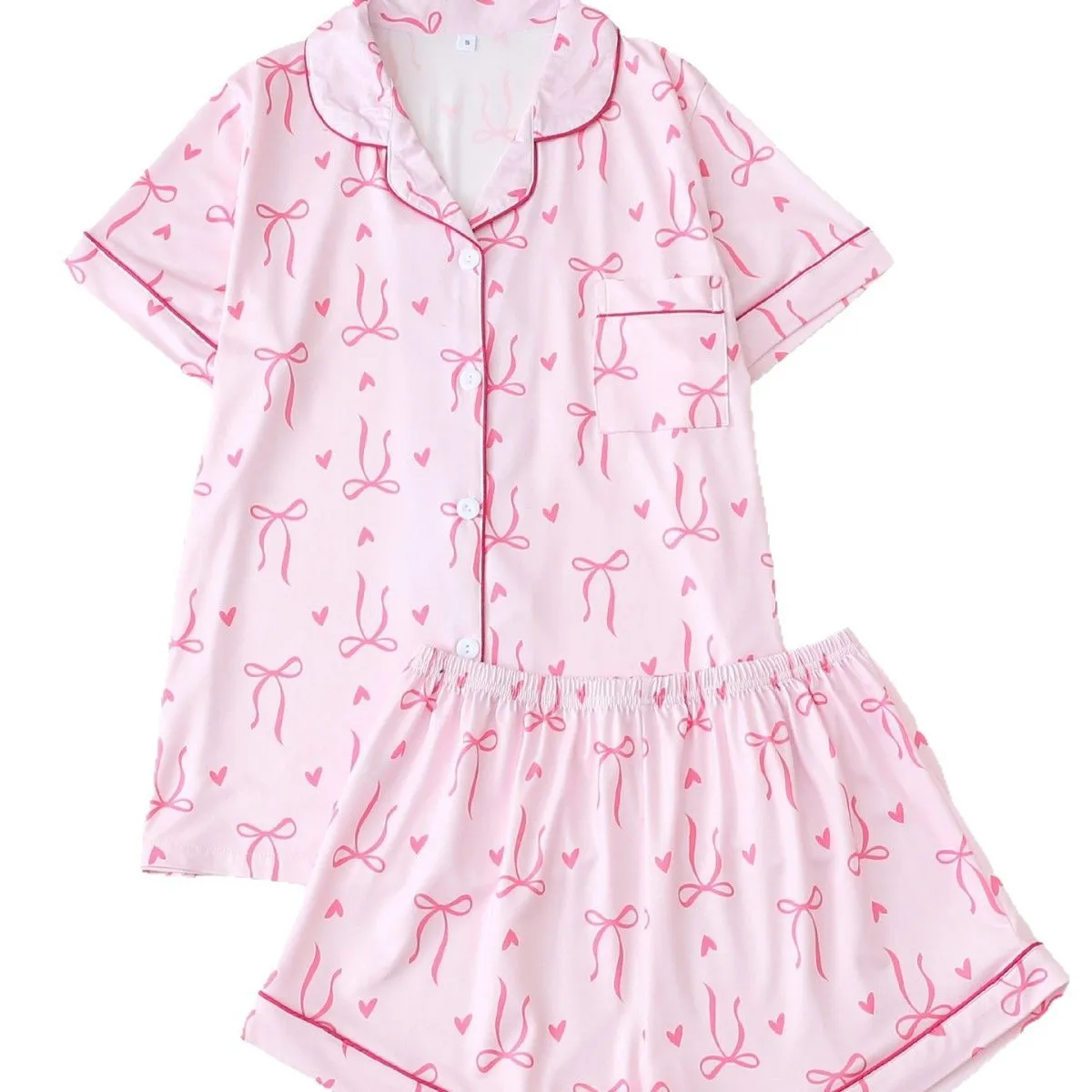 Женский летний пижамный комплект с короткими рукавами и лацканами - Фотография_4