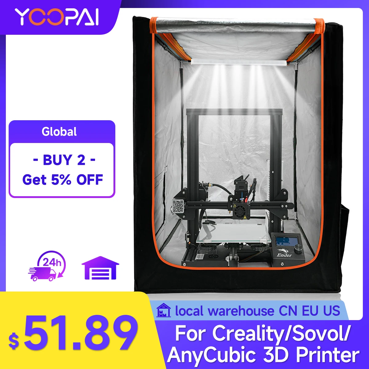 Корпус 3d-принтера yoopai со светодиодной