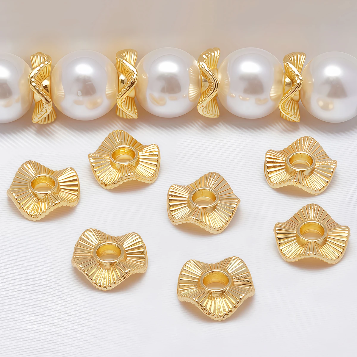 Плоские круглые металлические бусины-разделители в стиле барокко