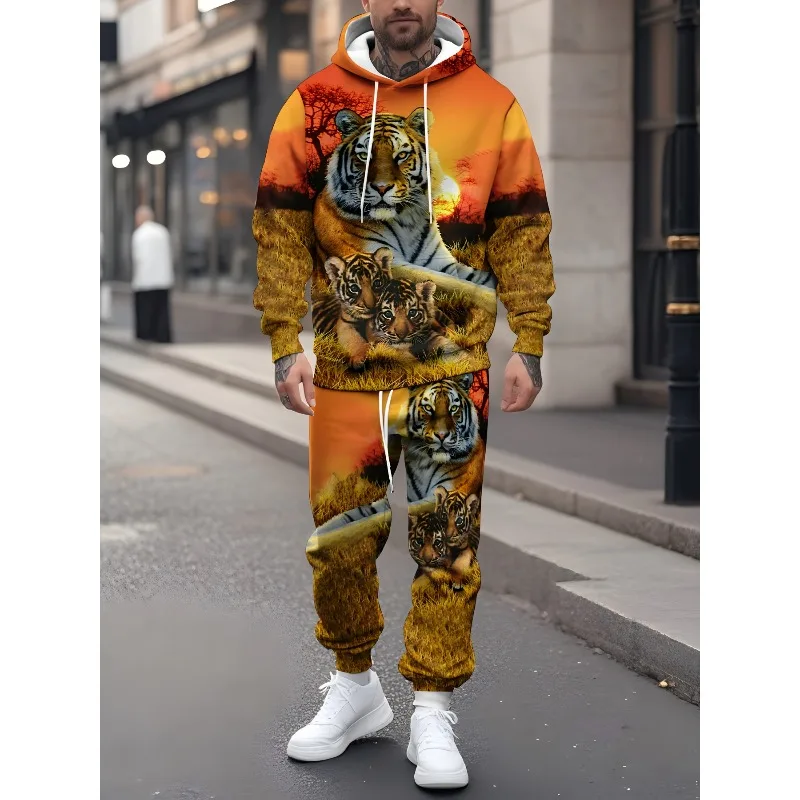 Мужской костюм с принтом животных и тигра - Фотография_3