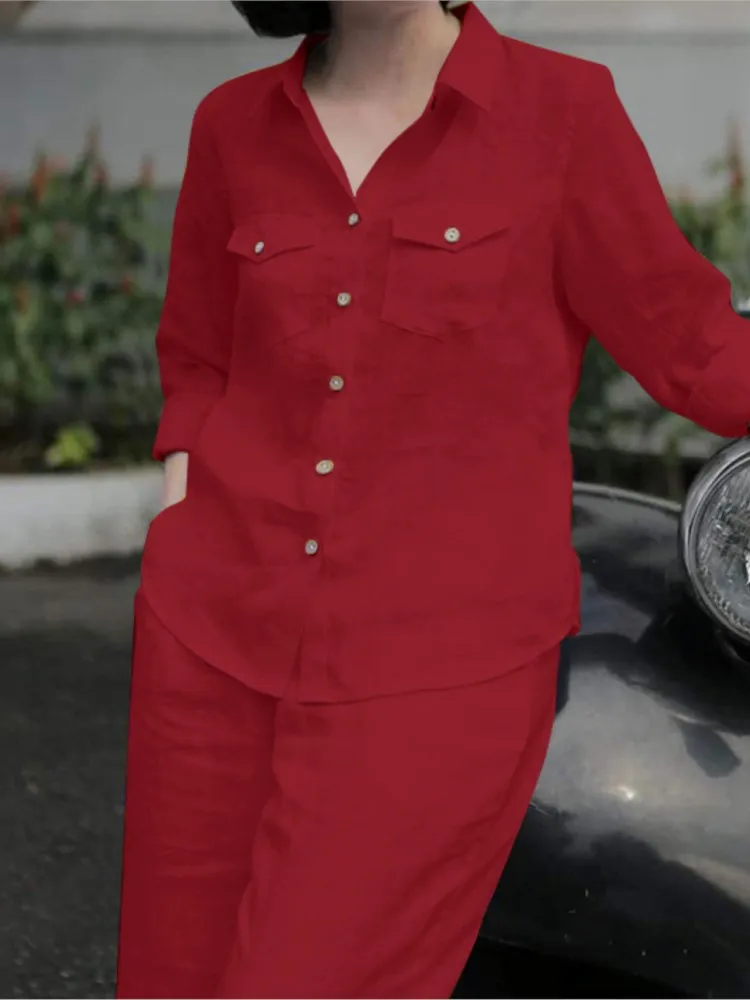 Женские элегантные рубашки с длинными рукавами и воротником с лацканами - Фотография_4