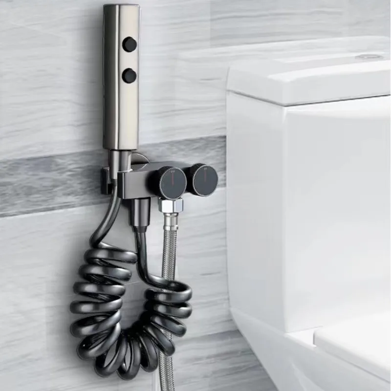 Серебряный смеситель для биде с ручным распылителем - Фотография_2