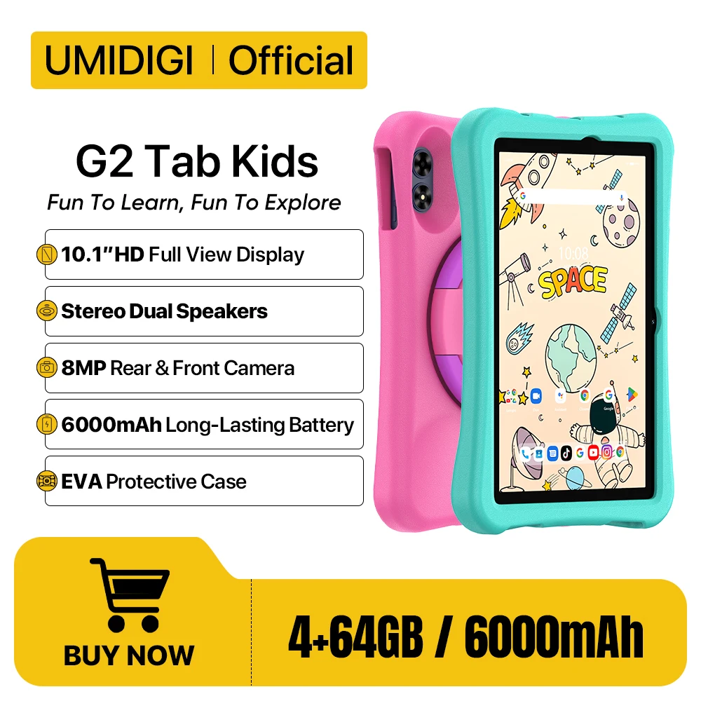 Umidigi g2 tab kids планшет android 13 quad core 8mp 4 + 4 гб 64 гб 10