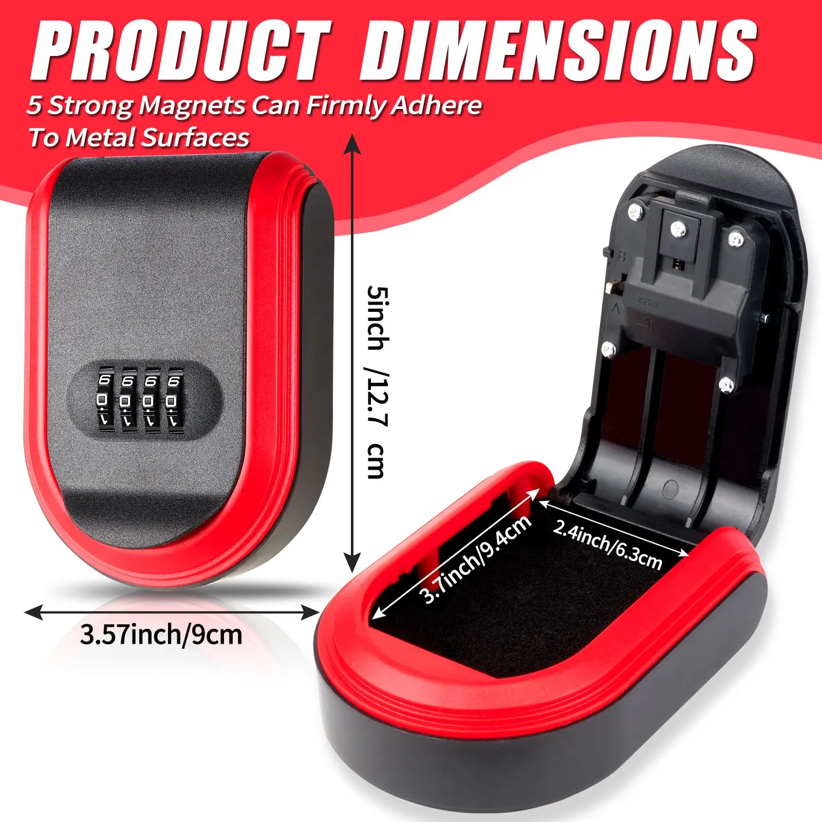 Магнитный ящик для ключей под автомобилем с 5-мя магнитами - Фотография_2