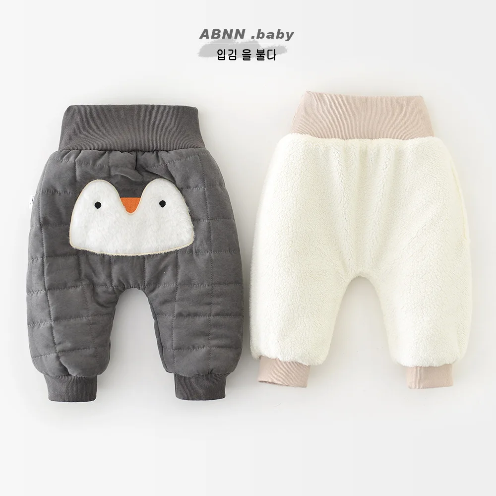 Зимние новые бархатные толстые теплые штаны для малышей - Фотография_3