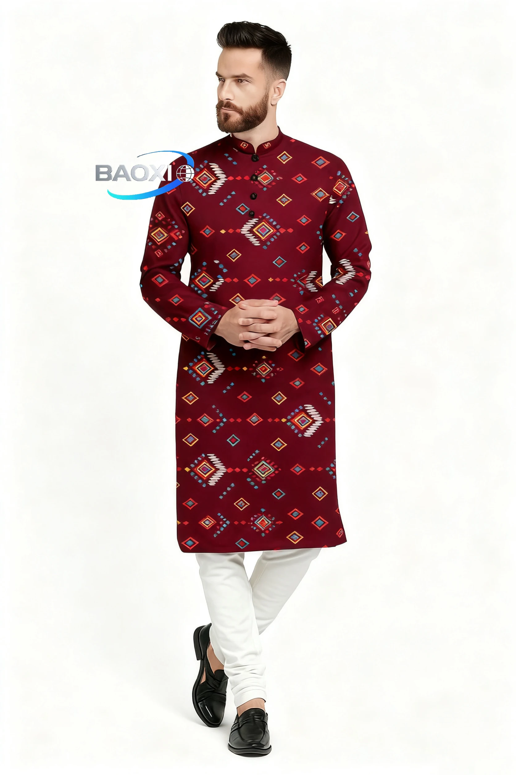 Мужская курта с цифровым принтом постоянного кроя - Фотография_4