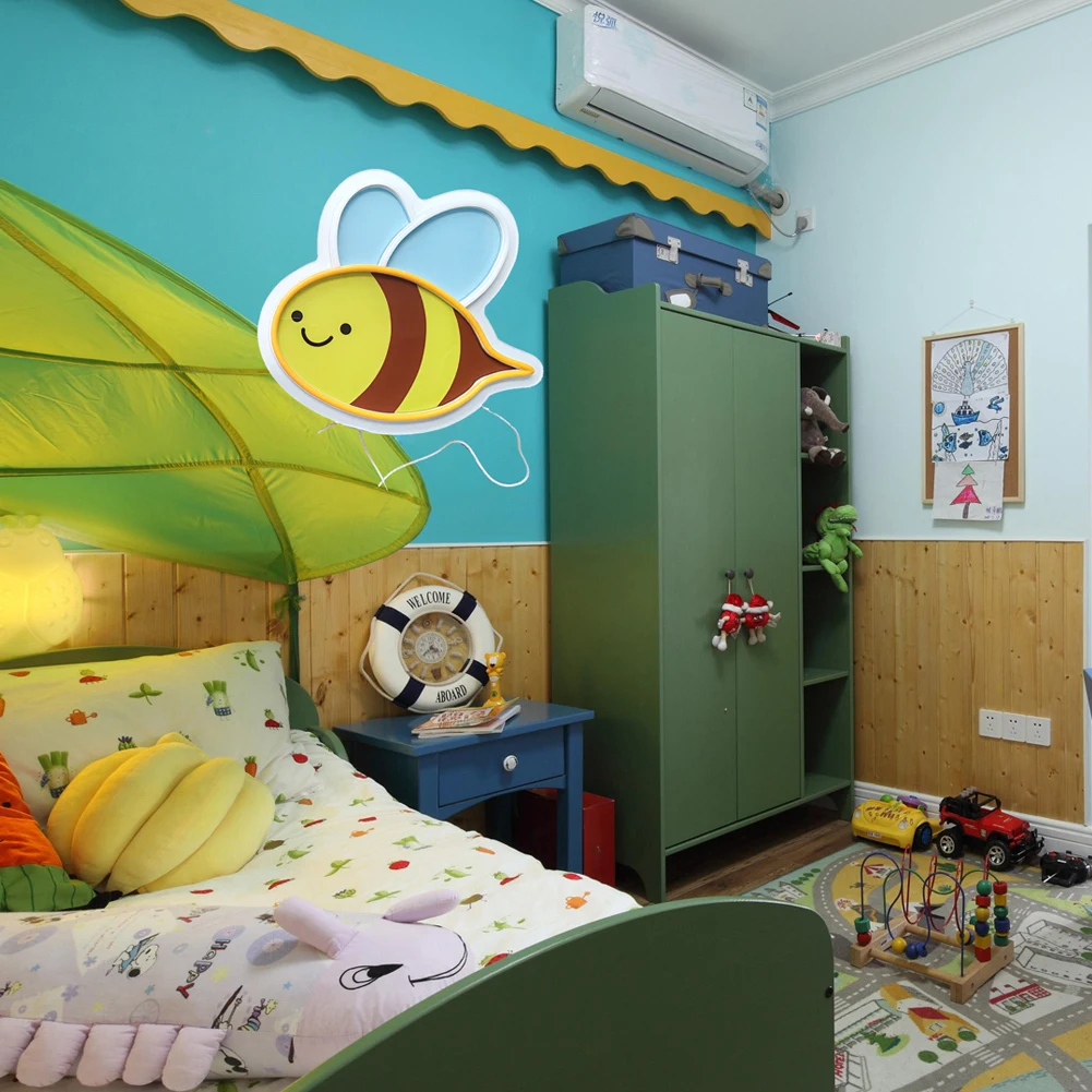 Неоновая вывеска bee wings - светодиодный ночник с уф-печатью для детской - Фотография_6