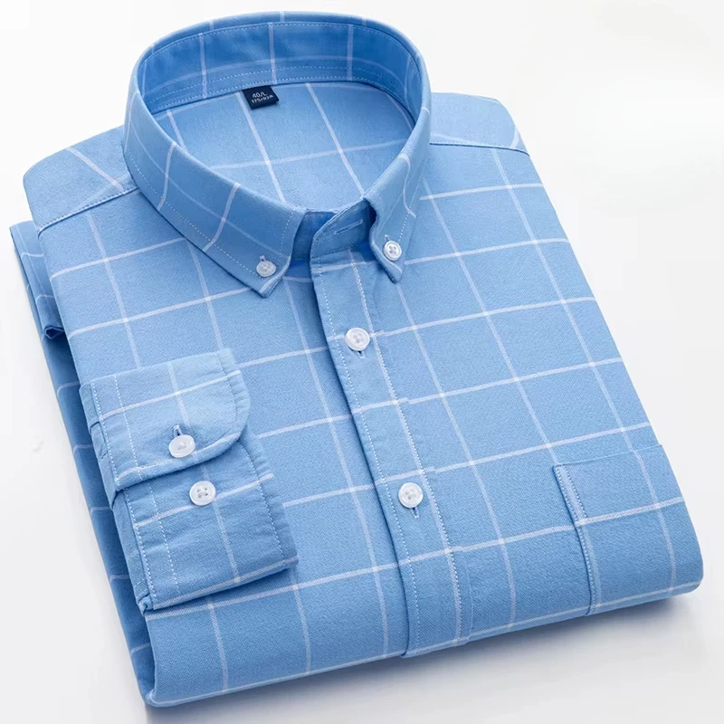 Мужские рубашки-оксфорды из 100% хлопка с длинными рукавами - Фотография_2