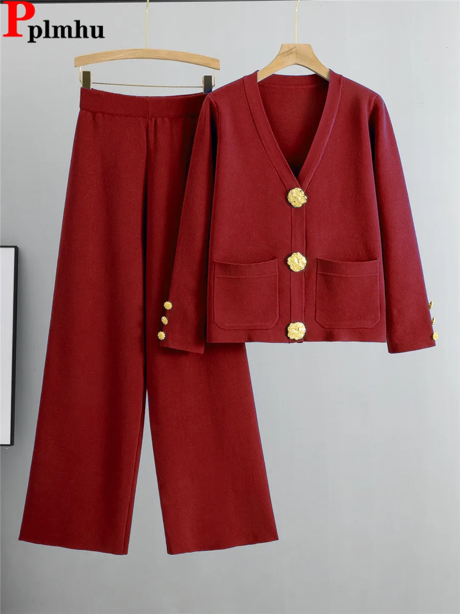 Женский элегантный вязаный комплект из 2 предметов