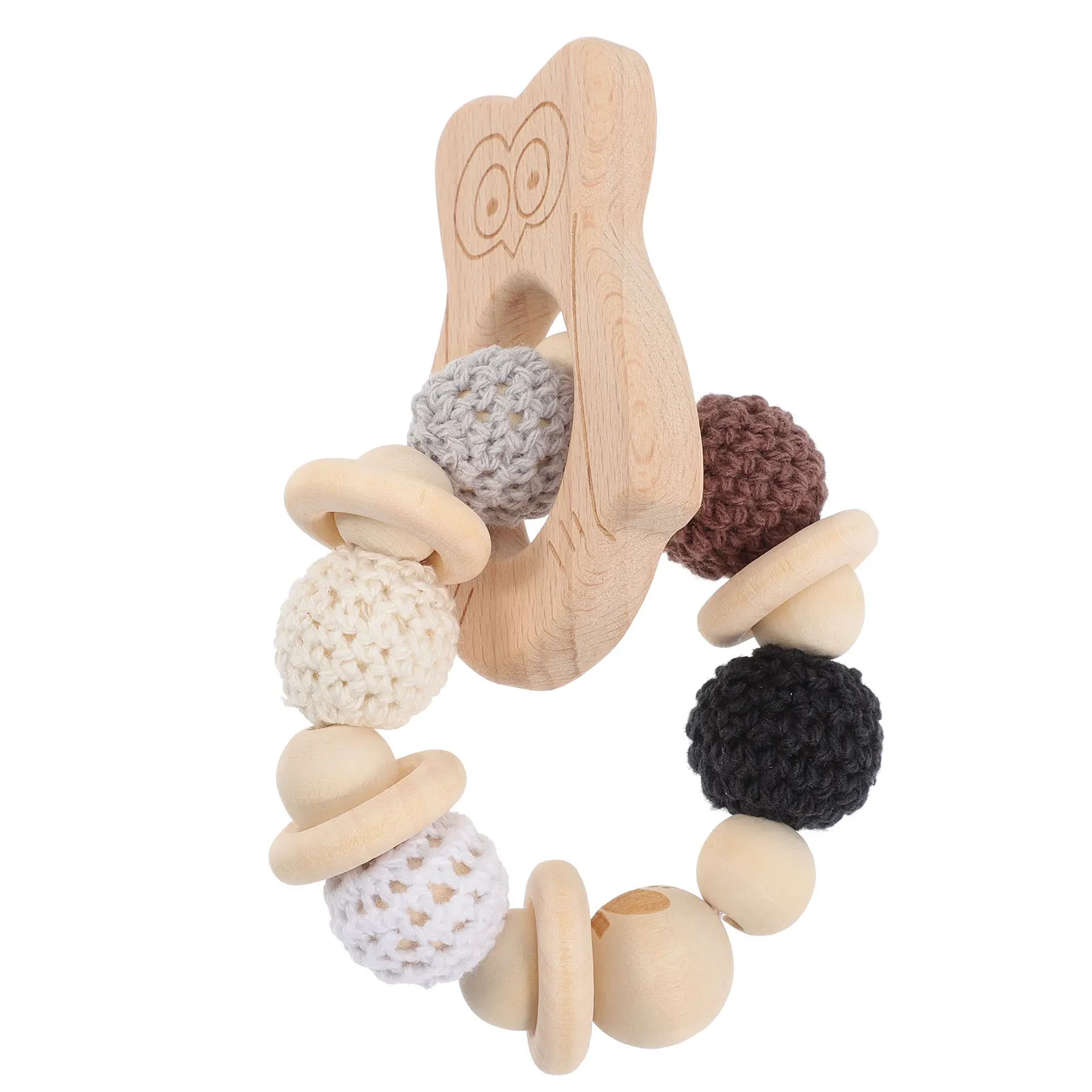 Буковая детская сова-погремушка-прорезыватель для зубов - Фотография_3