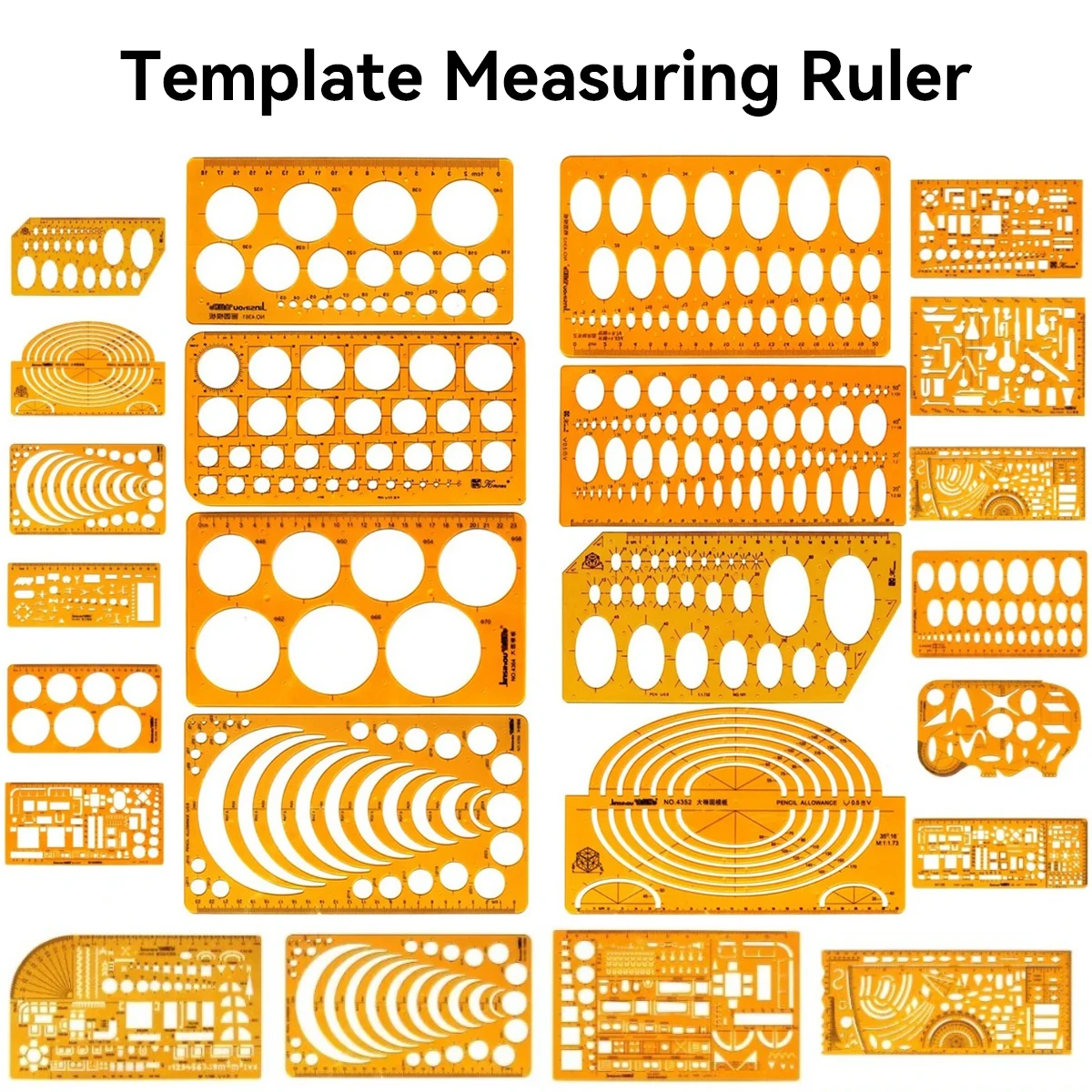 Желтые пластиковые графические шаблоны — включая круги