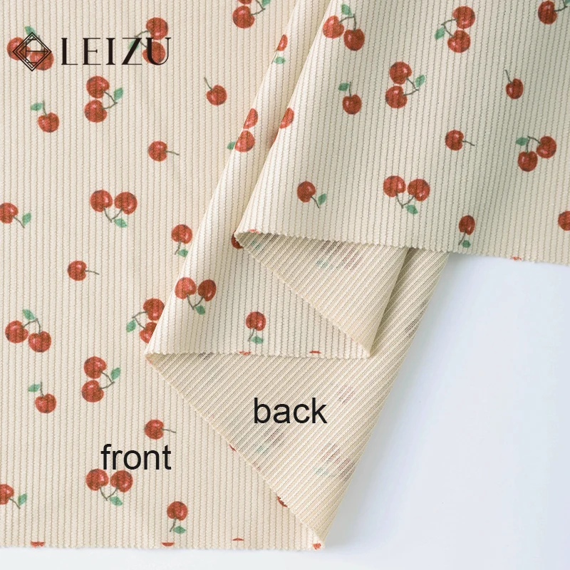 Ярда ребристая вельветовая ткань с милым принтом вишневого сердца - Фотография_6