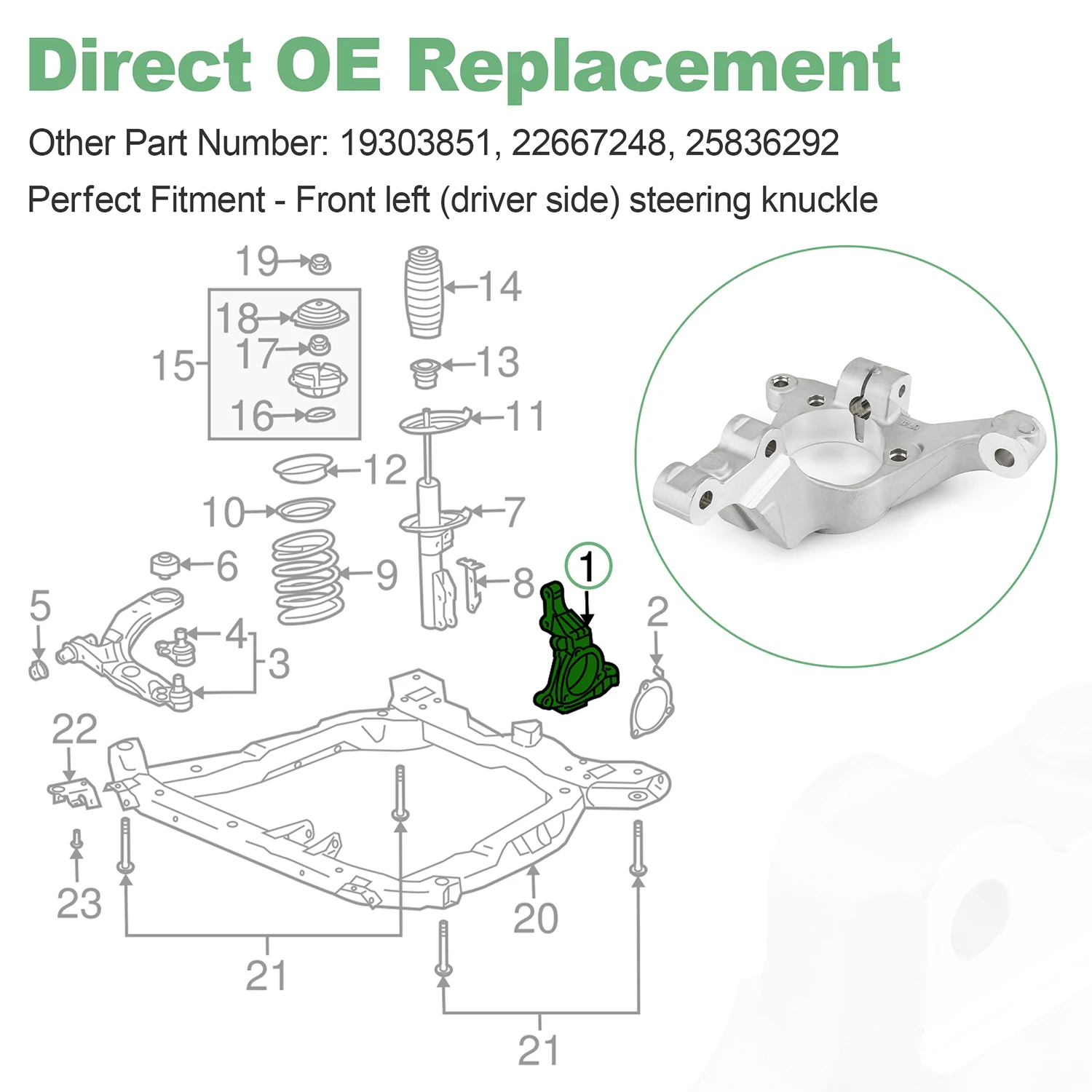 Передний левый поворотный кулак в сборе 19303851 для chevy cobalt 05-10 - Фотография_4