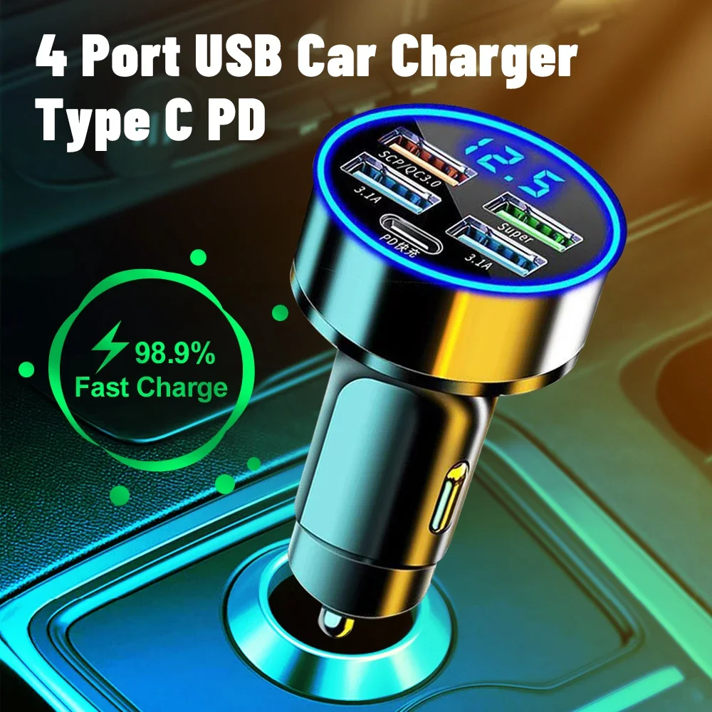 Usb автомобильное зарядное устройство быстрая зарядка pd qc3 - Фотография_2