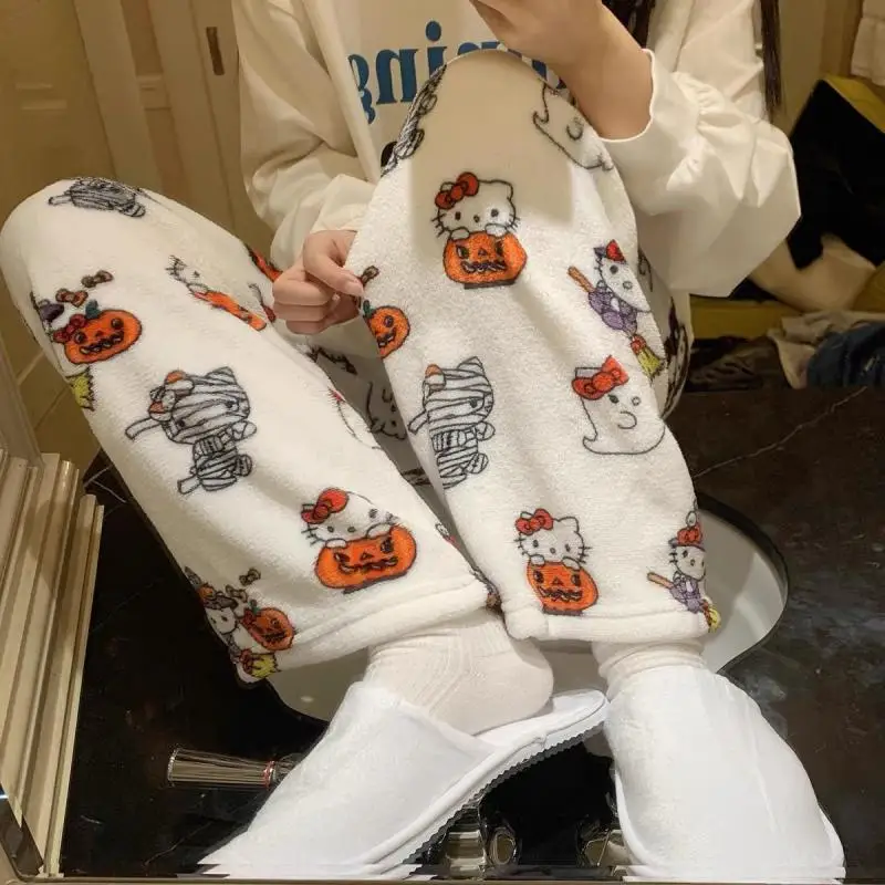 Kawaii hello kitty фланелевые пижамные штаны для девочек - Фотография_2