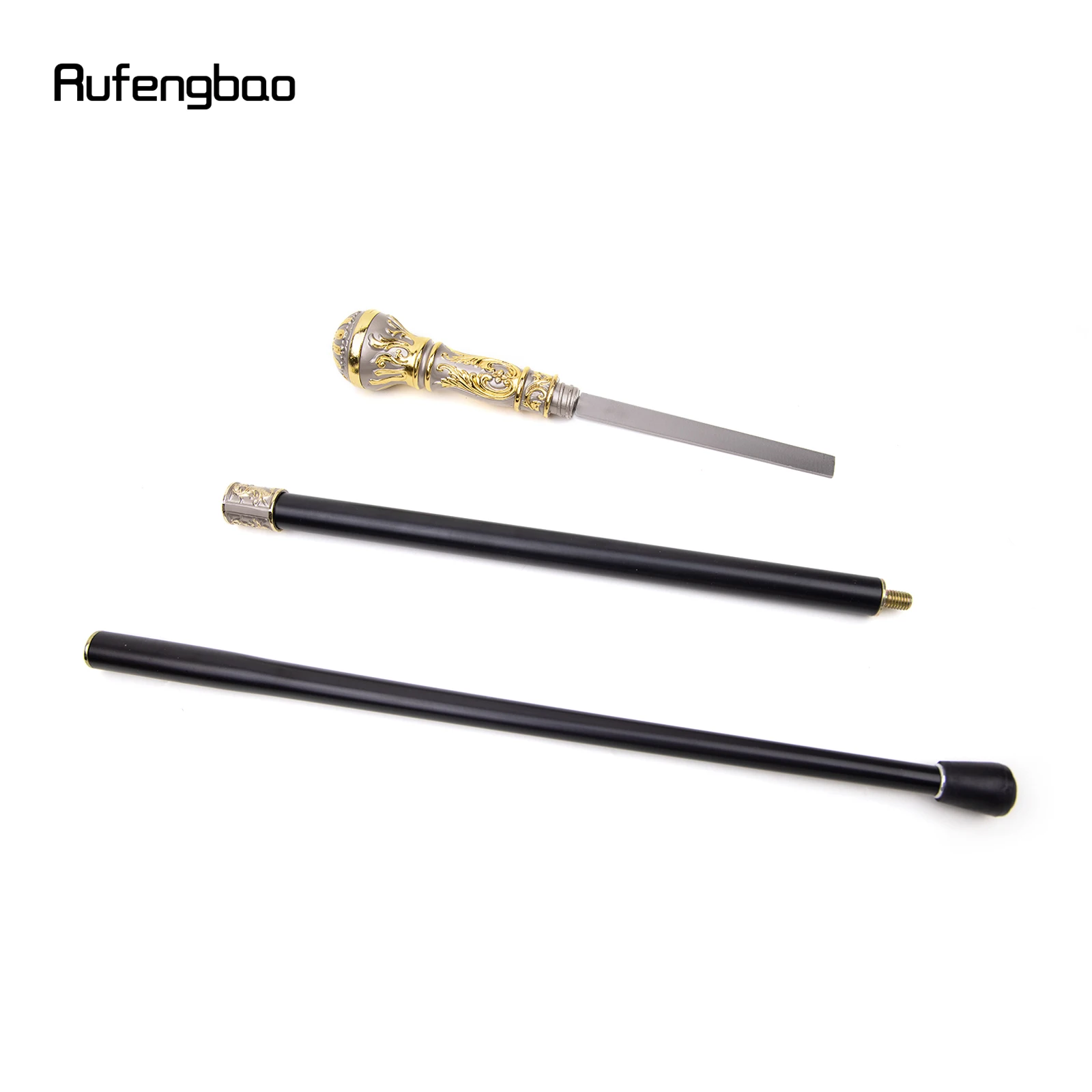 Золотисто-серая роскошная трость с круглой ручкой и скрытой пластиной - Фотография_3