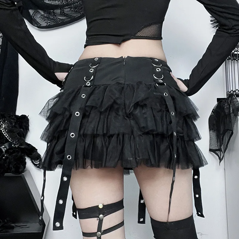 Сетчатый в готическом стиле мини-юбки goth dark - Фотография_3