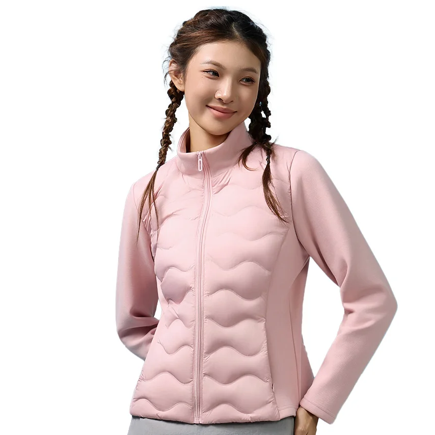 Женский легкий роскошный пуховик с волнистой текстурой