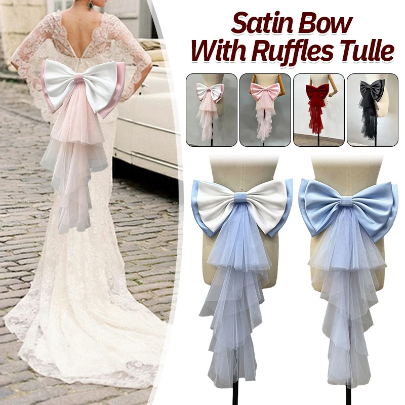 Романтический атласный свадебный бант с оборками - Фотография_6