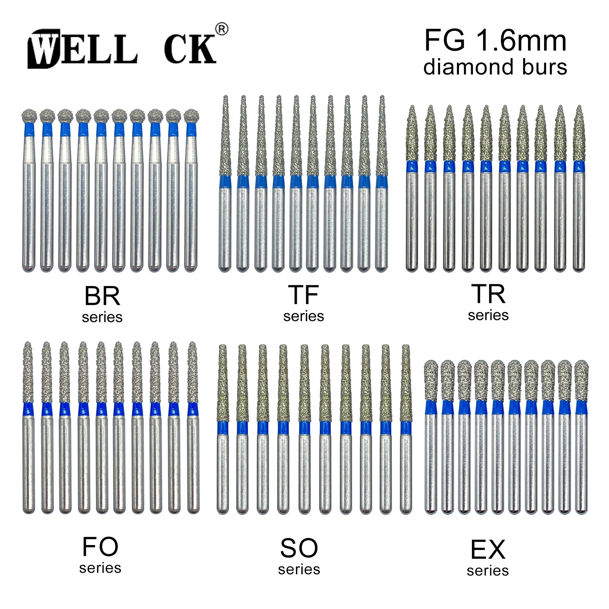 Стоматологические алмазные боры wellck