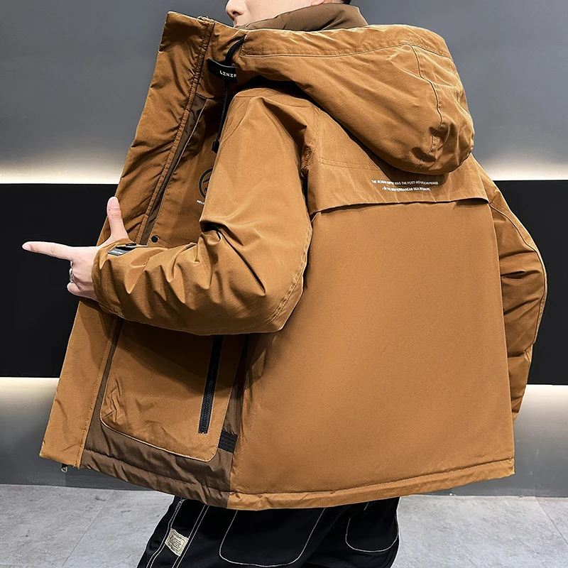 Повседневные мужские теплые куртки на утином пуху с капюшоном - Фотография_2