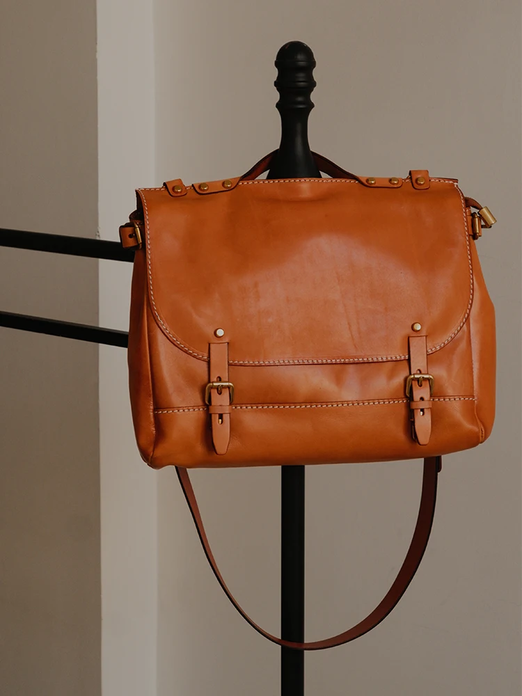 Pndme винтажный высококачественный мужской портфель из натуральной кожи - Фотография_3