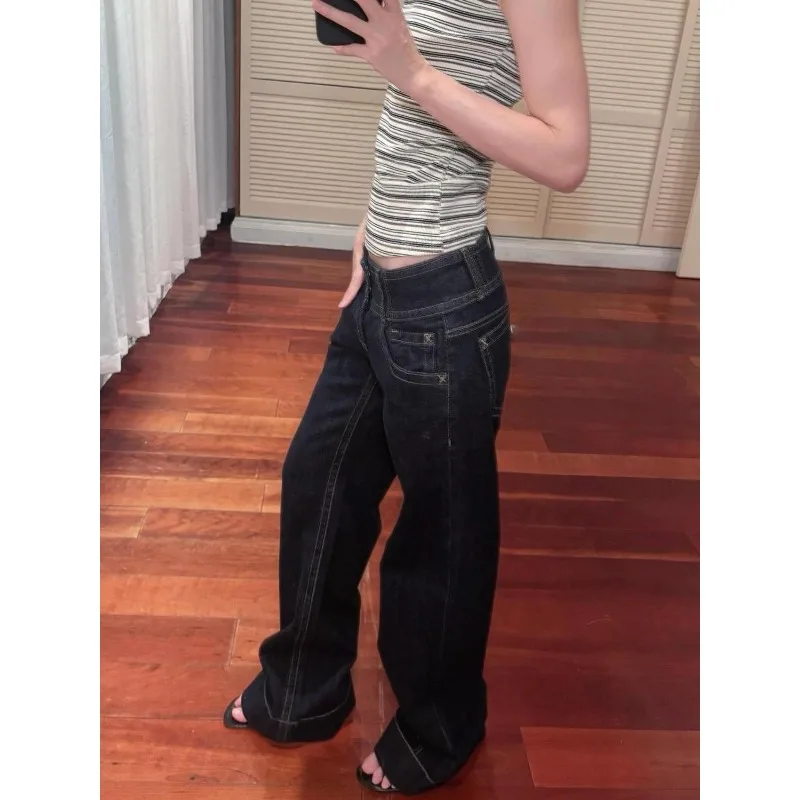 Широкие джинсы с низкой талией в американском стиле ретро - Фотография_4