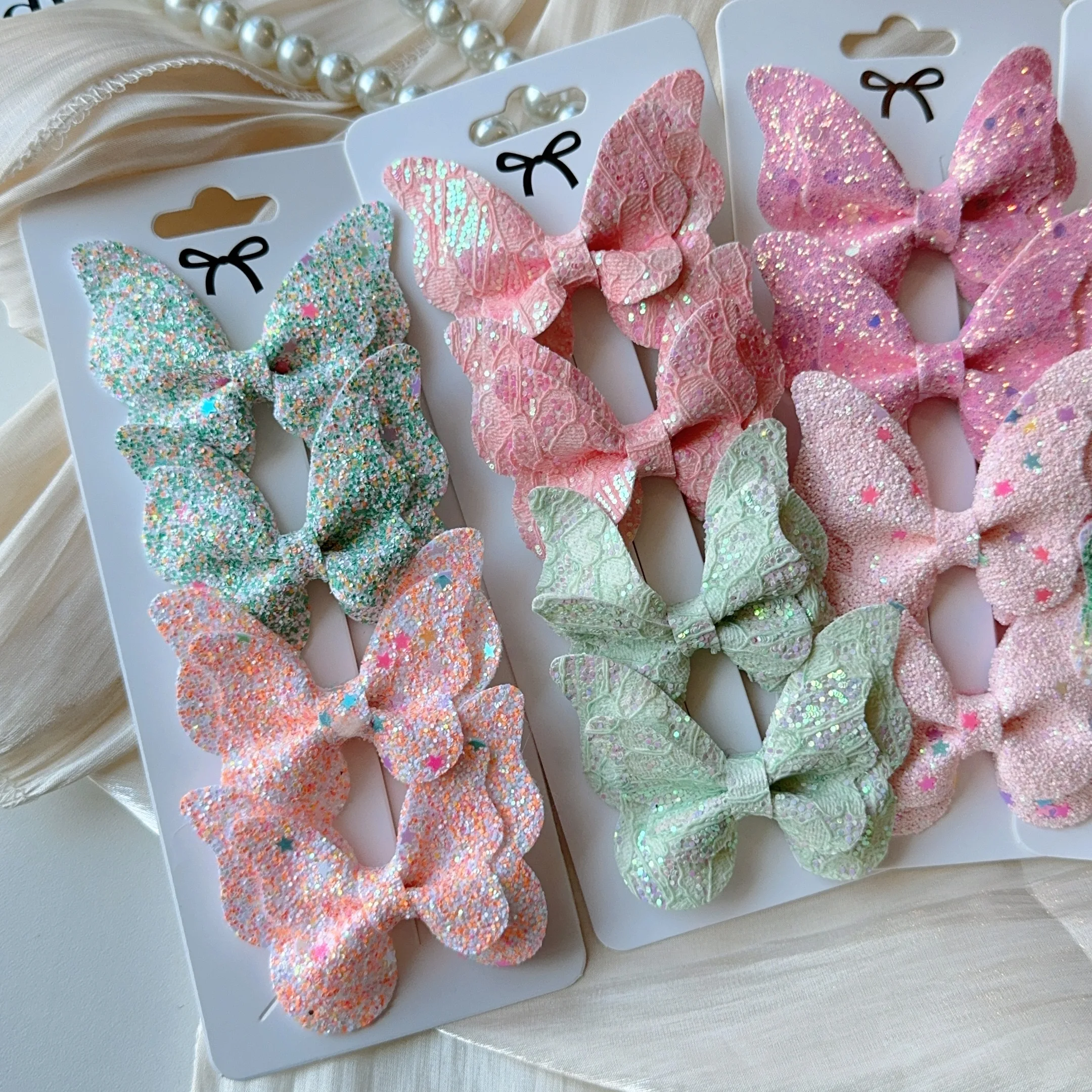 Однотонные банты для волос в форме бабочки и заколки для волос - Фотография_3