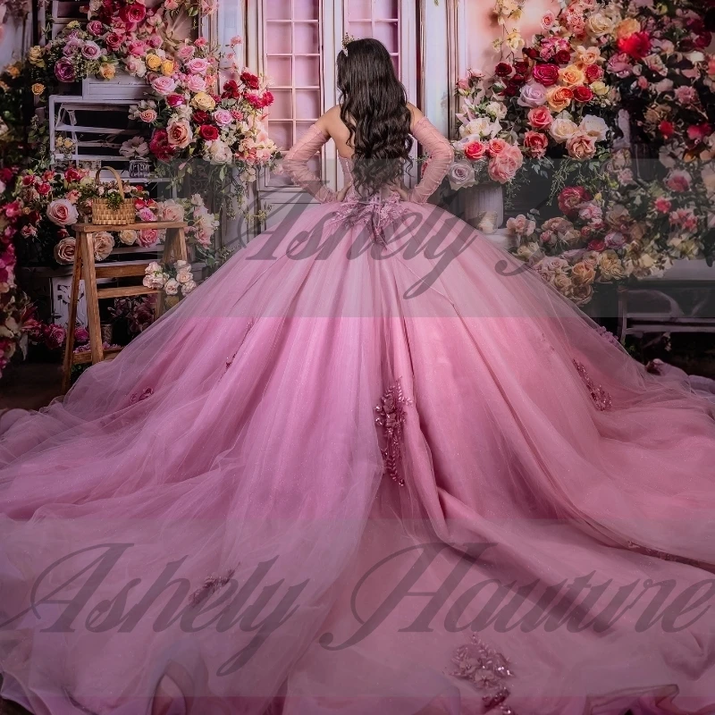 Ярко-розовое 15-летнее платье quinceanera - Фотография_4