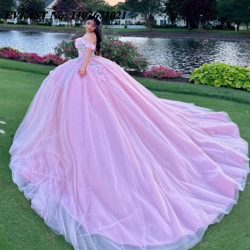 Evlast розовое платье quinceanera по индивидуальному заказу