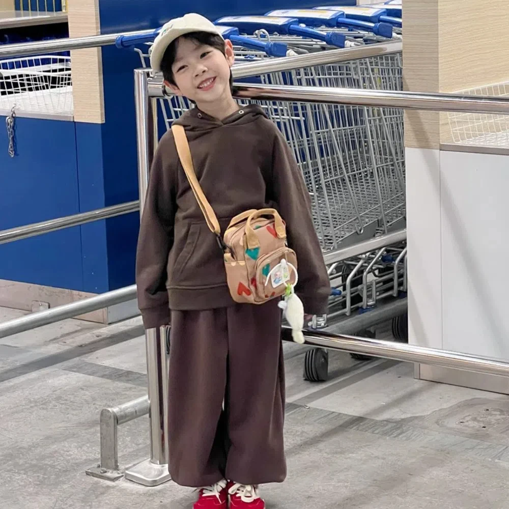 Корейская стильная сумка через плечо с мультяшным принтом в виде сердца