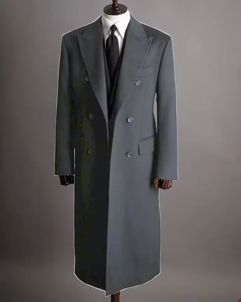 Зимний длинный пиджак деловой двубортный - Фотография_4