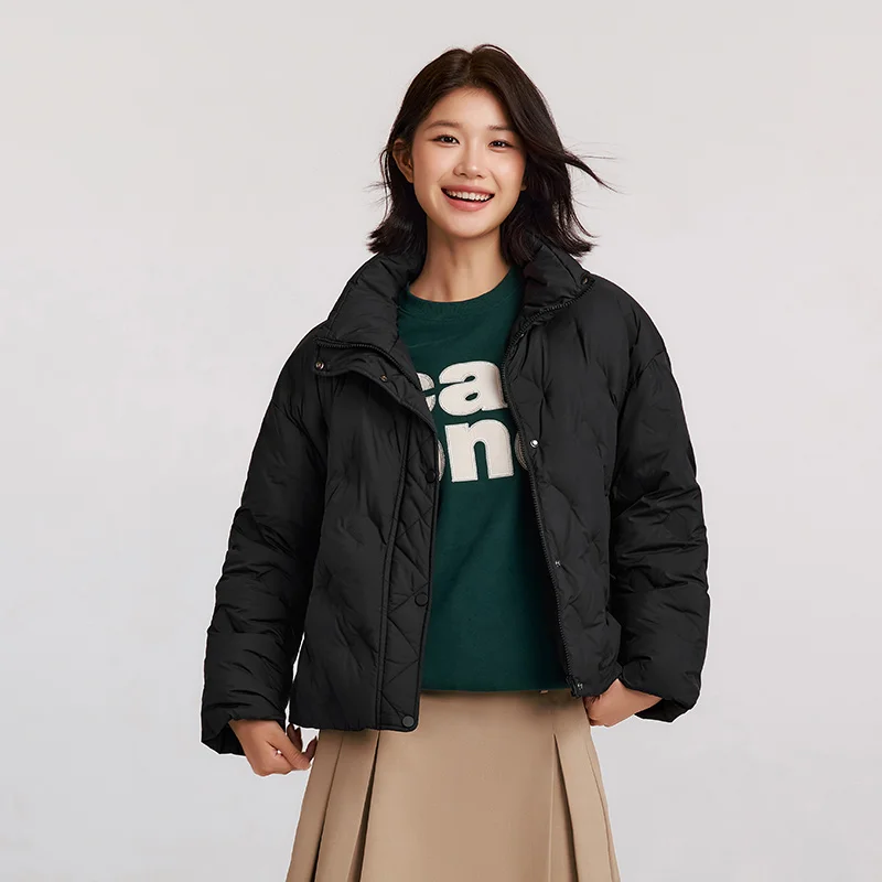 Женский тонкий пуховик с воротником-стойкой - Фотография_4