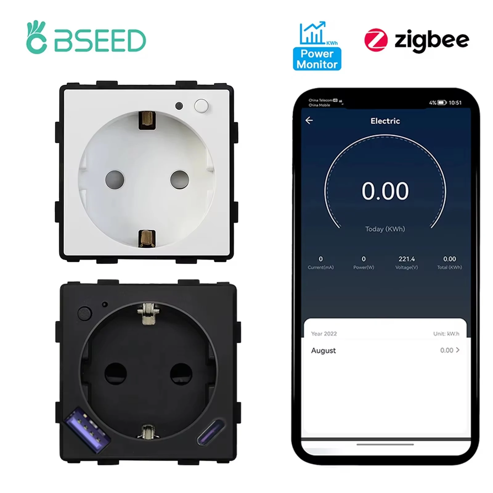 Настенная розетка bseed zigbee