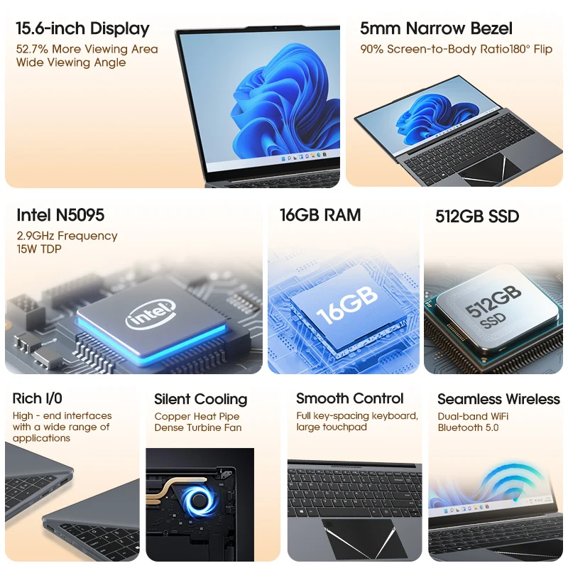 Ноутбук 15,6 дюйма intel n5095 windows 10 - Фотография_2