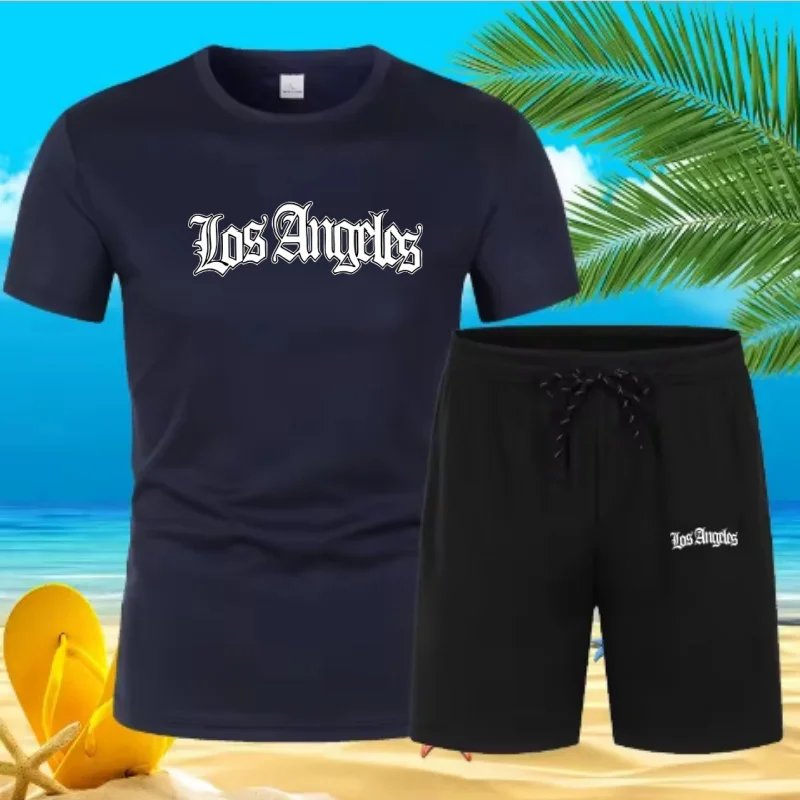 Мужская летняя футболка с буквенным принтом лос-анджелеса - Фотография_2