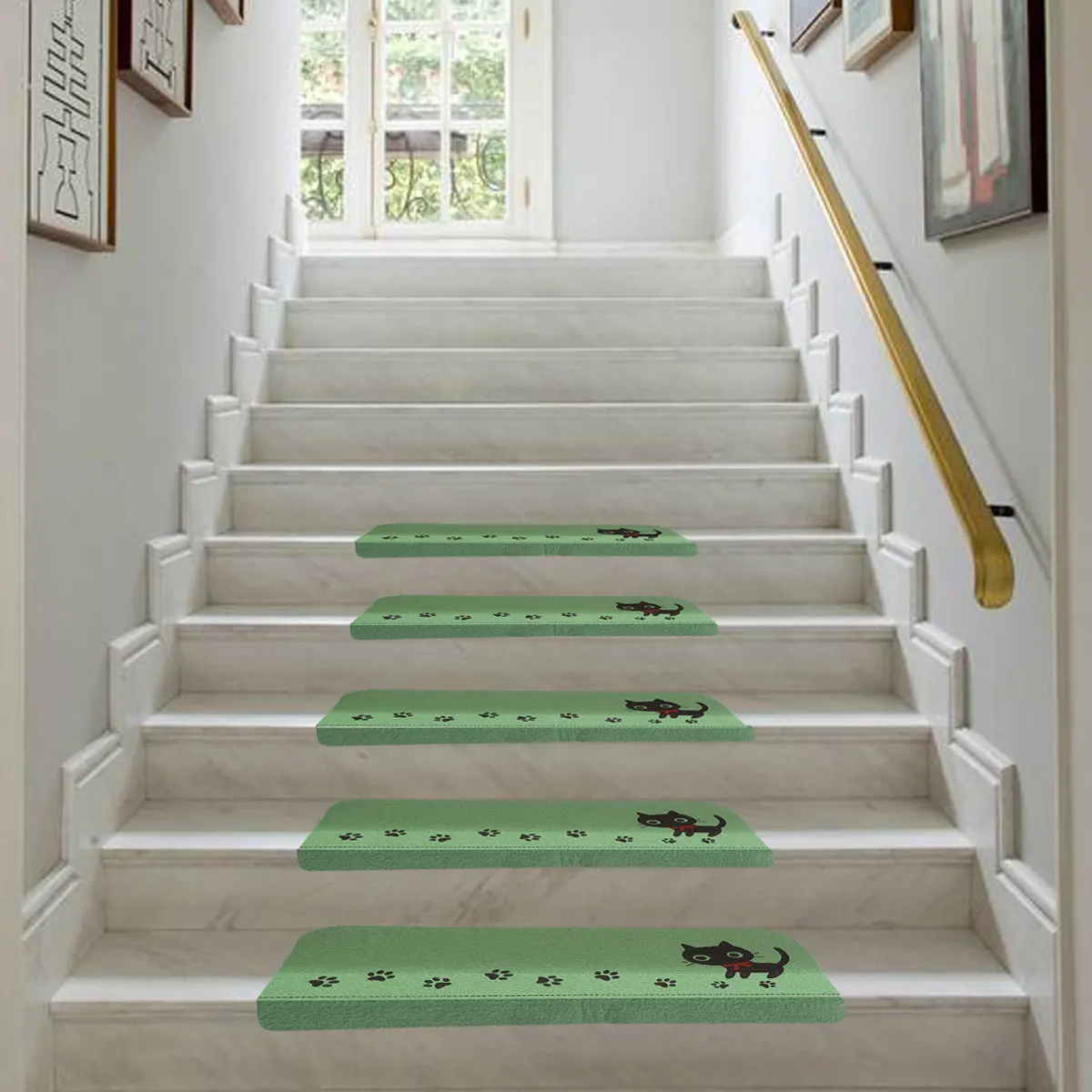 Нескользящие коврики для лестницы с рисунком котенка