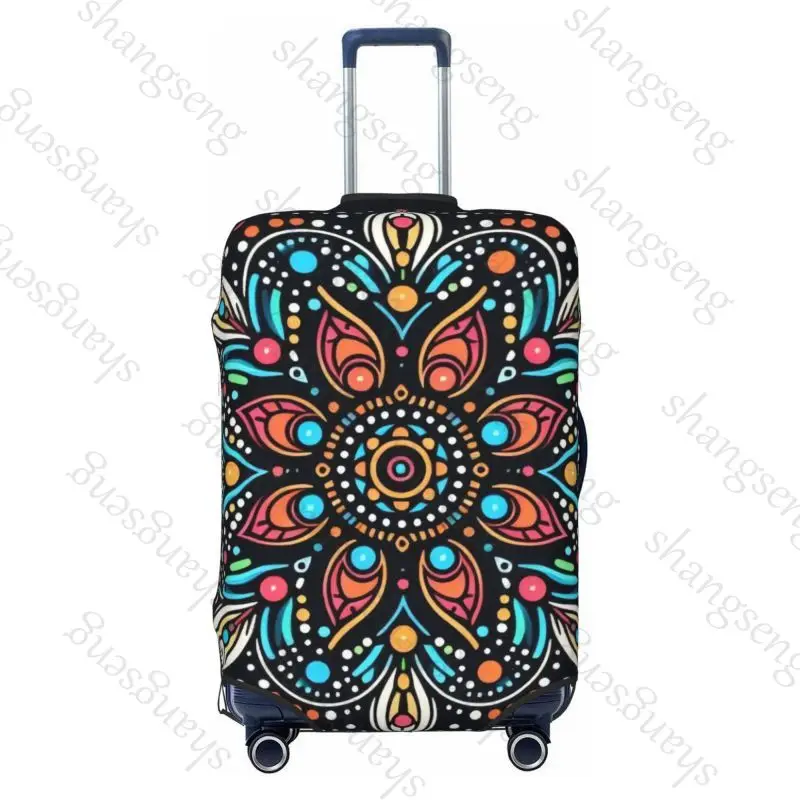 Геометрический красочный чехол для дорожного багажа с мандалой - Фотография_5