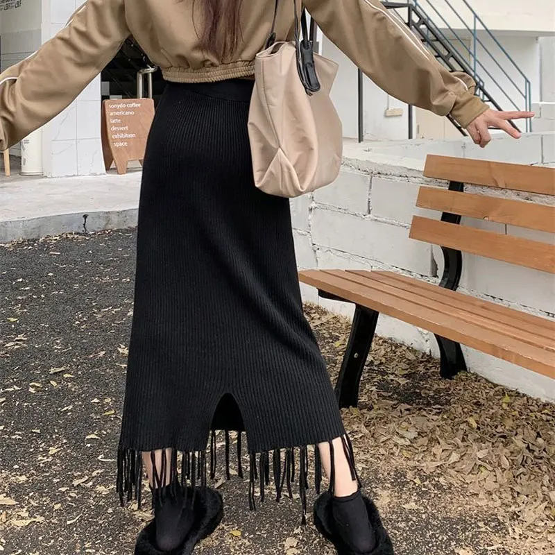 Юбка-миди трикотажная трапециевидная с высокой талией - Фотография_6