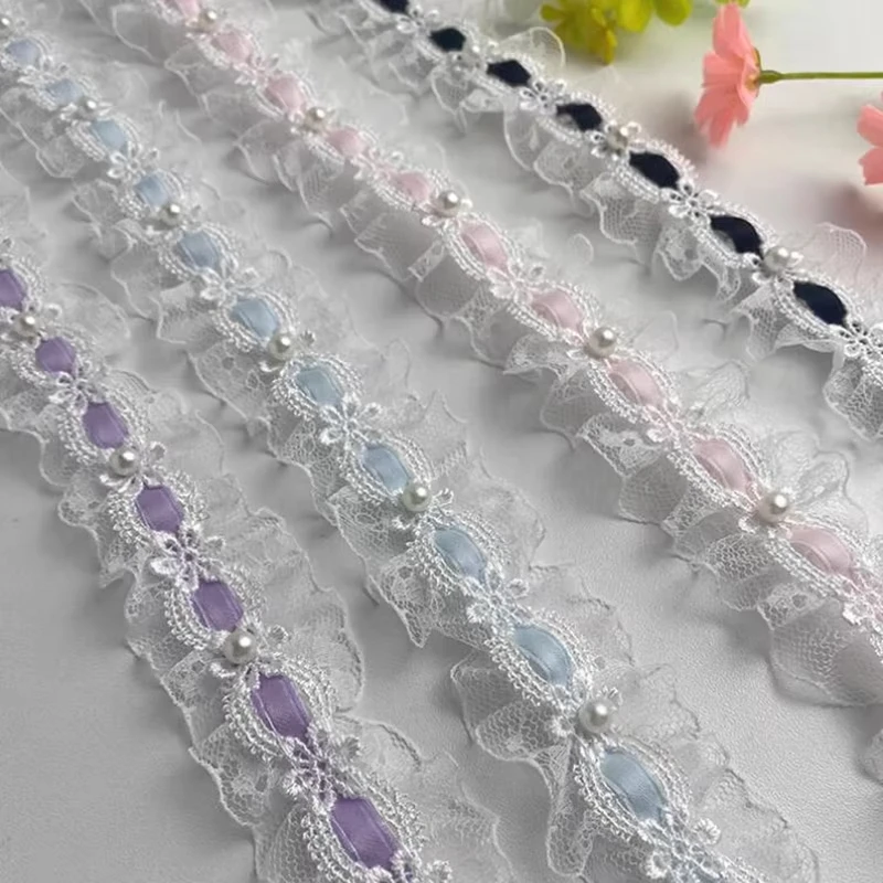 1 ярд кружевная бейка в стиле лолиты с бусинами цвета слоновой кости - Фотография_4