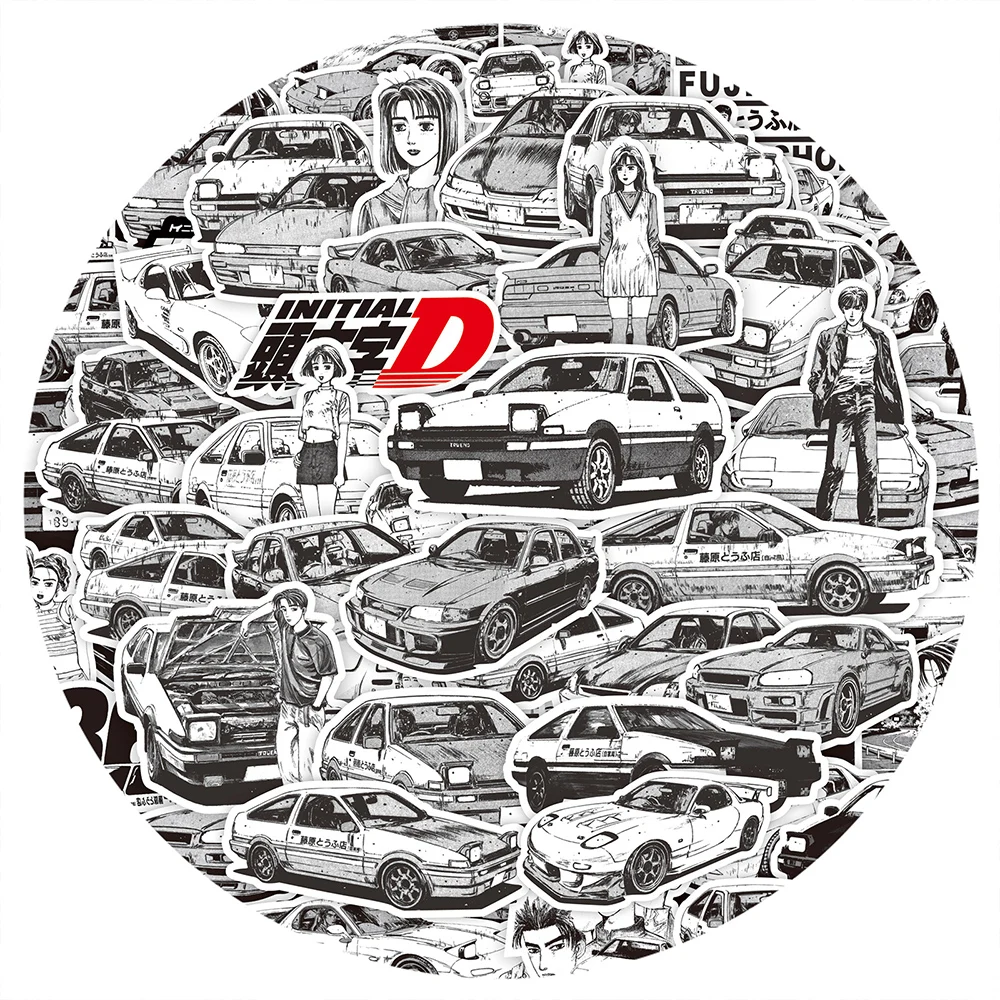 Initial d, черно-белые аниме-наклейки - Фотография_3