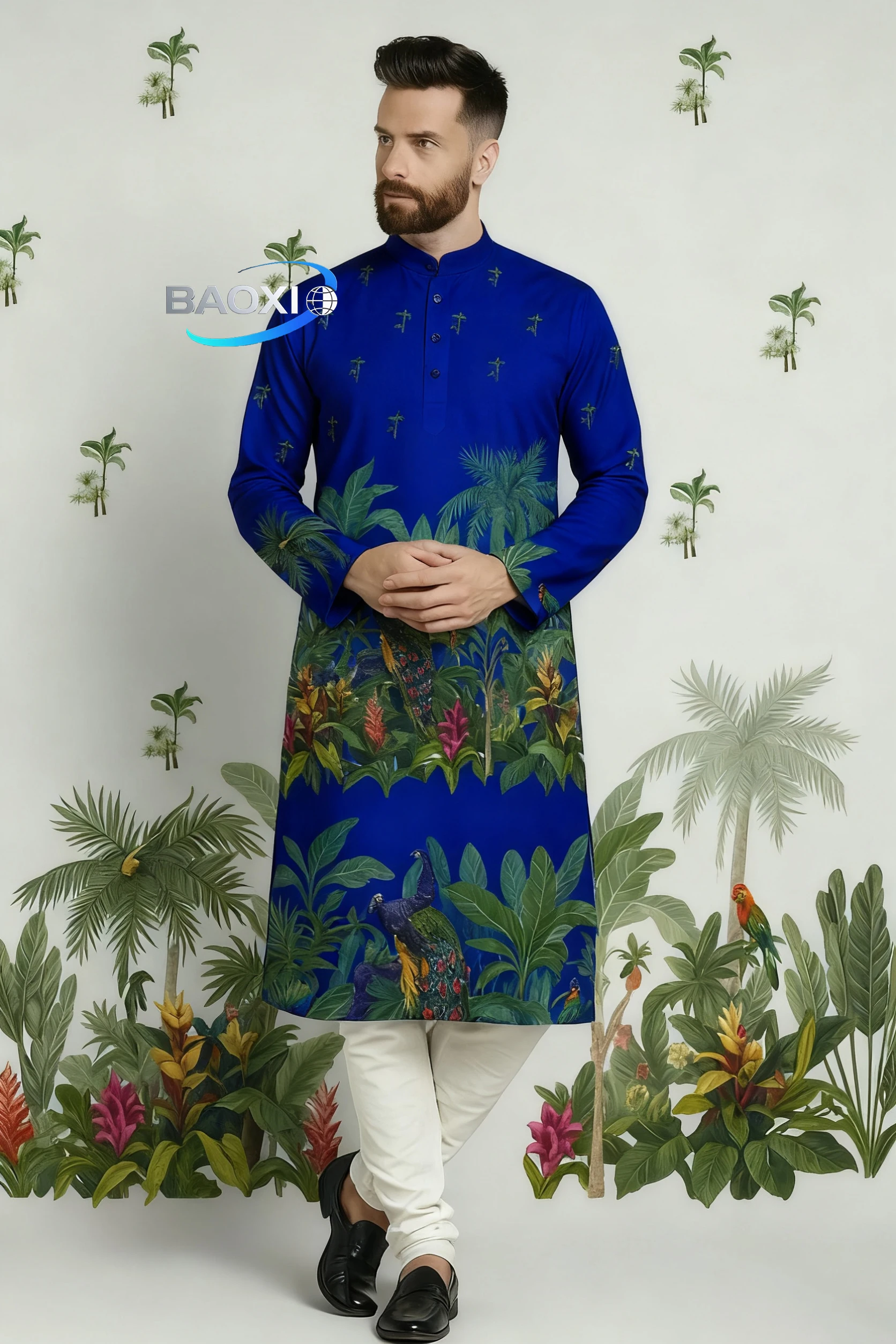 Мужской длинный халат kurt с принтом курта сердце - Фотография_4