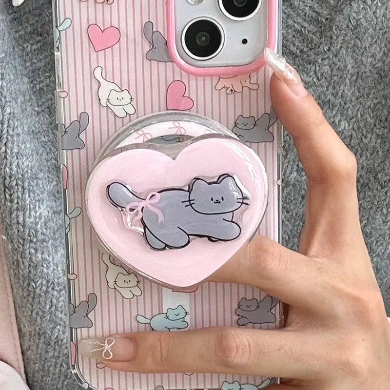 Мультяшный кот love heart серый - Фотография_6